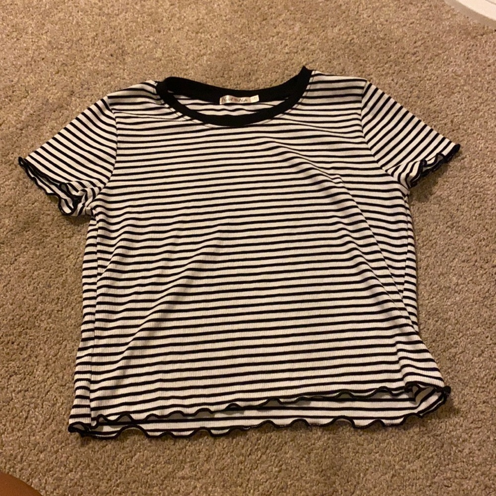 striped lettuce edge crop top